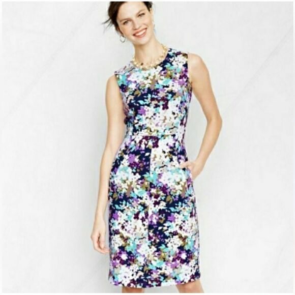 Lands End Floral Sheath Sleeveless Dress - Picture 1 of 5
